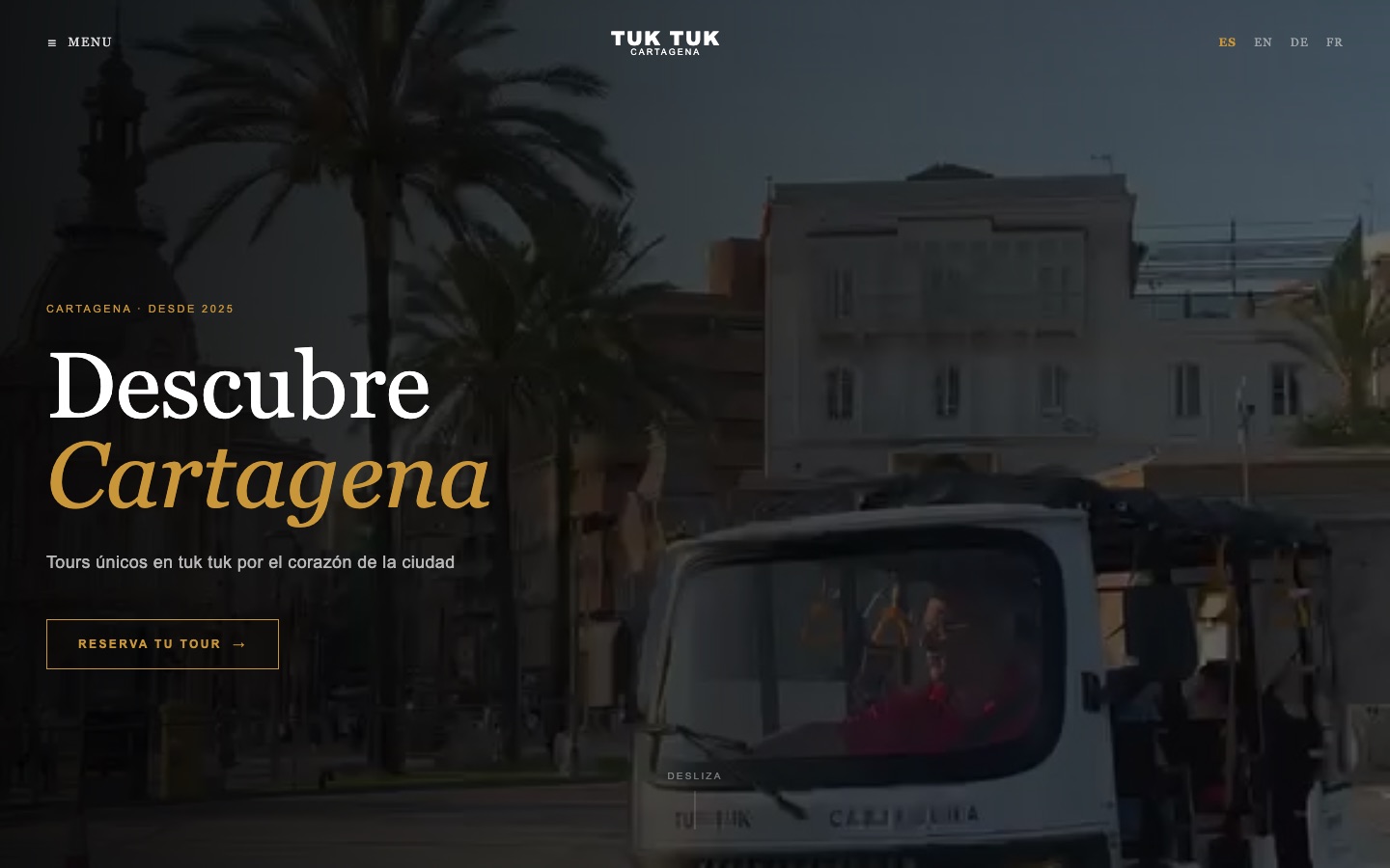 Web de tours en Tuk-Tuk por Cartagena - diseño y desarrollo por Ruipérez Studio